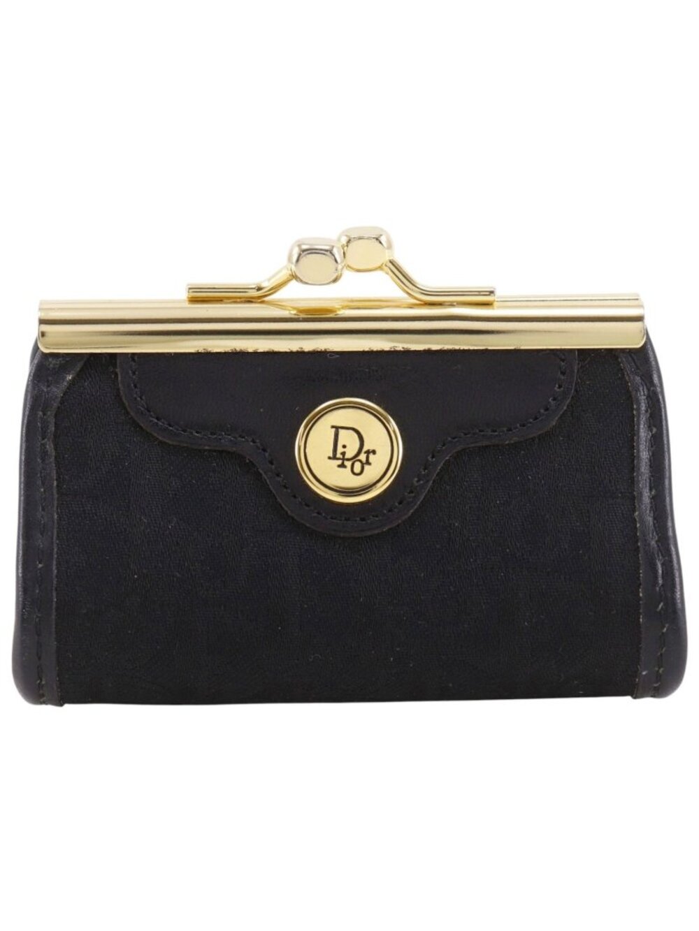 Dior Trotter Kiss Lock Vintage Nylon Canvas Black Coin Purse